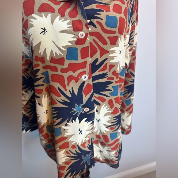 Sz 10 Jane Justin Image vintage silk blouse button down Floral Print top - Picture 5 of 6